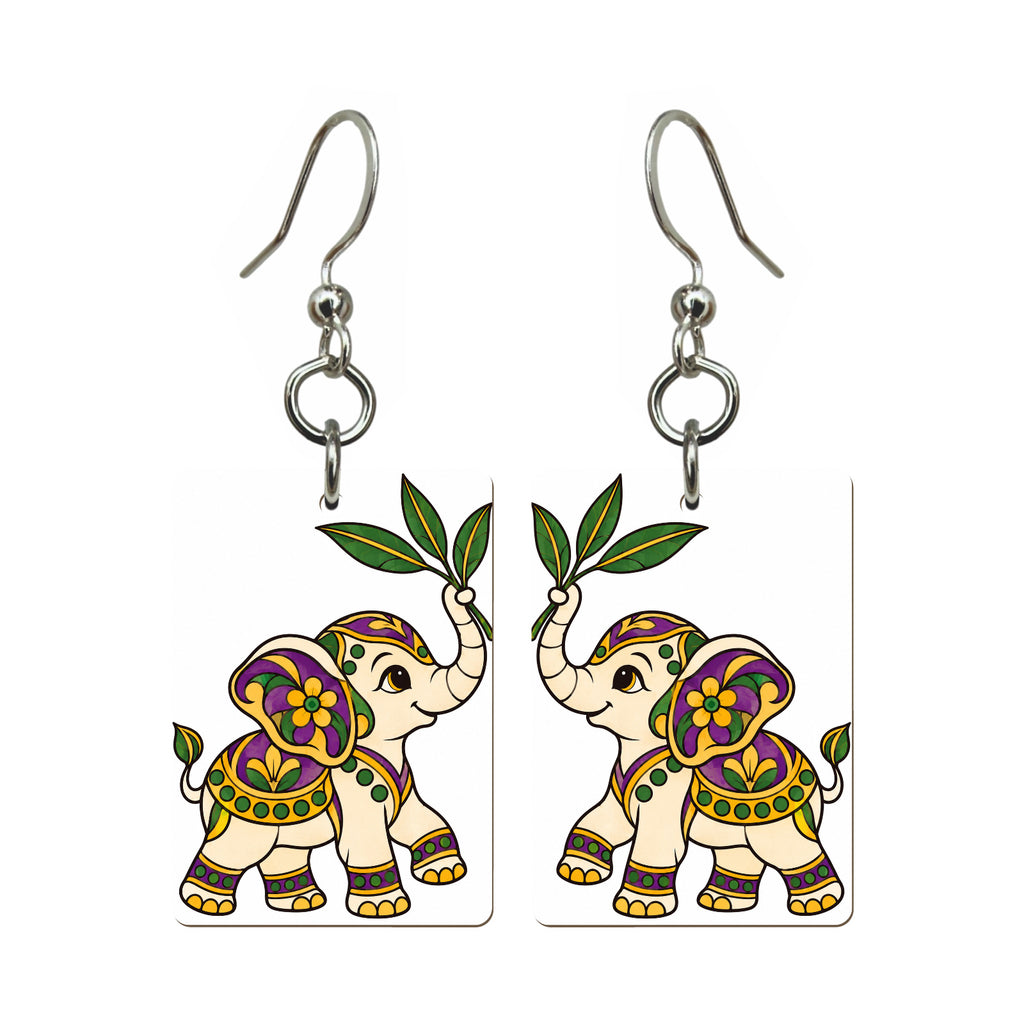 Elephant Bamboo Mahjong earrings, pair mockup
