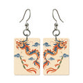 Dragon Kite Mahjong earrings, pair mockup