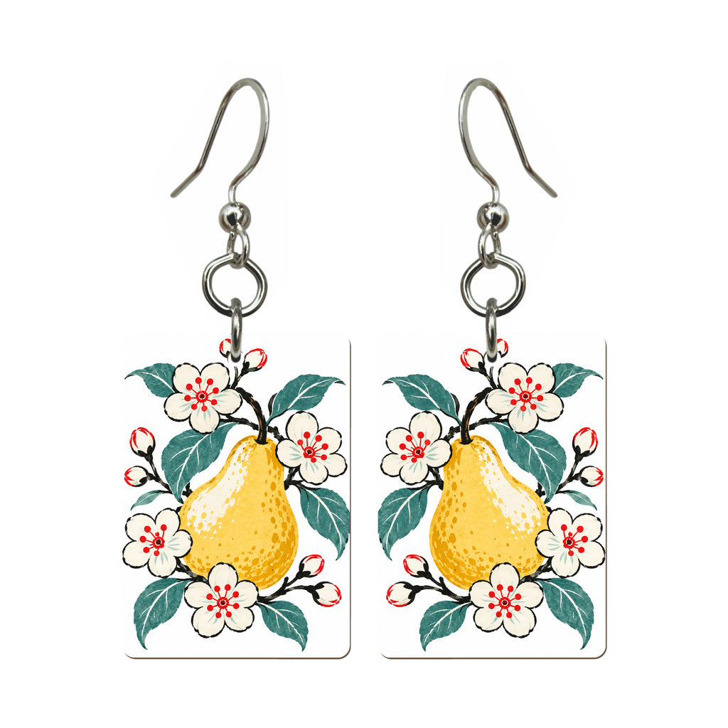 Pear Blossom Mahjong earrings, pair mockup