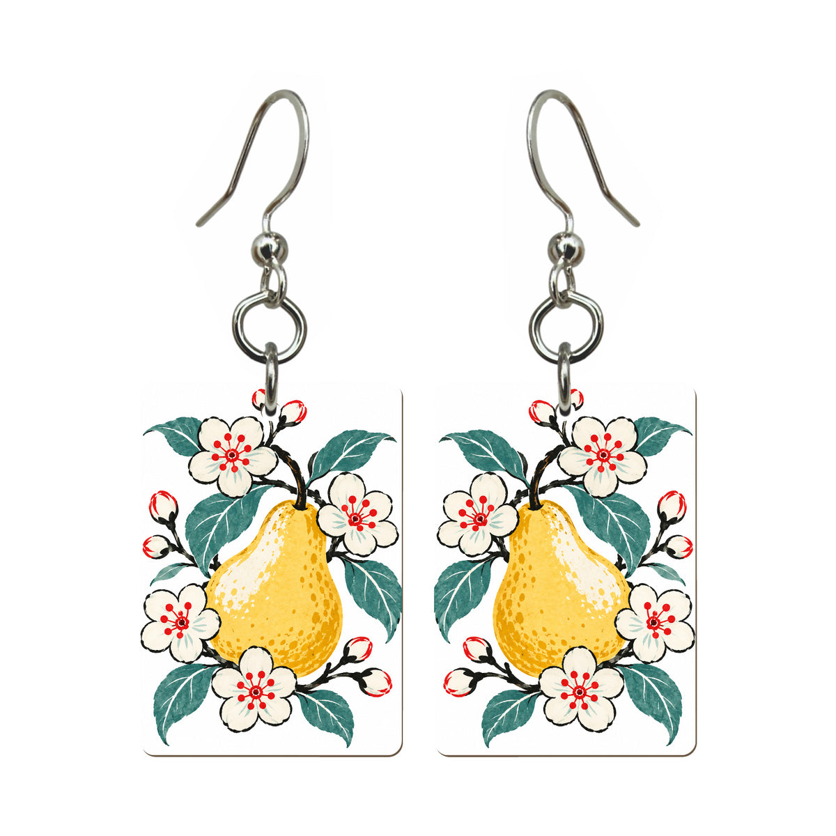 Pear Blossom Mahjong earrings, pair mockup