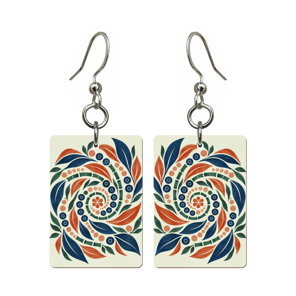 Celebration Spiral Mahjong earrings, pair mockup