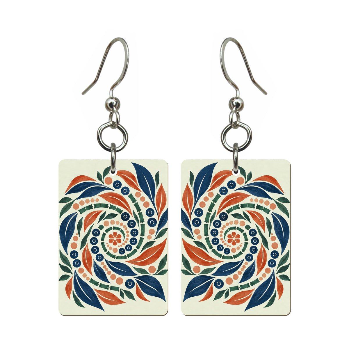 Celebration Spiral Mahjong earrings, pair mockup