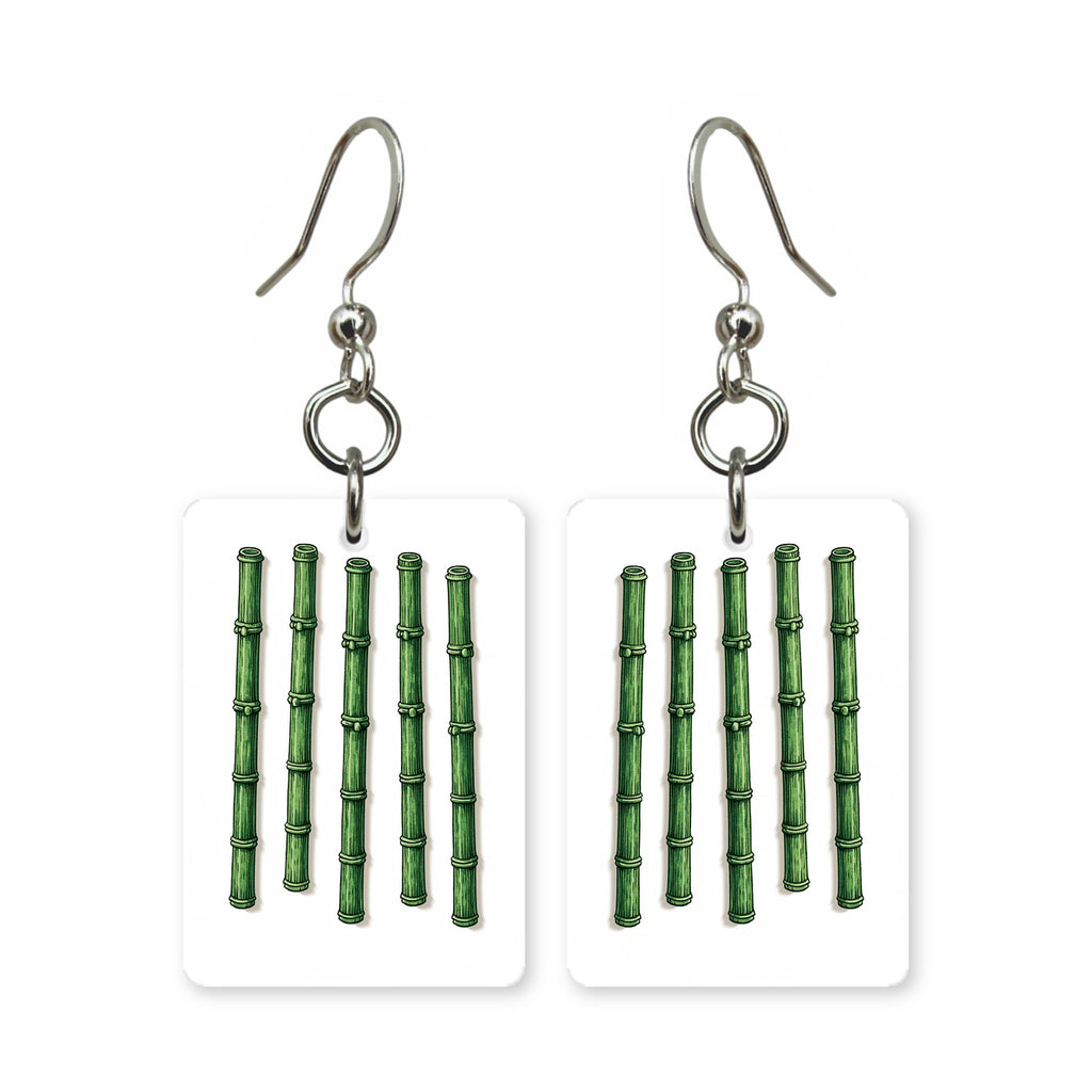 Five of Bamboo Mahjong Earrings | FWMJ1
