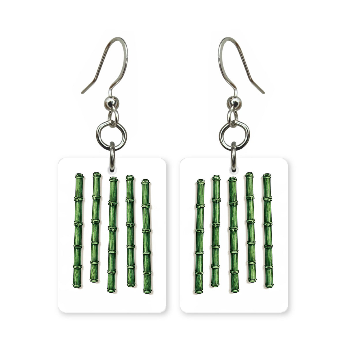 Five of Bamboo Mahjong Earrings | FWMJ1