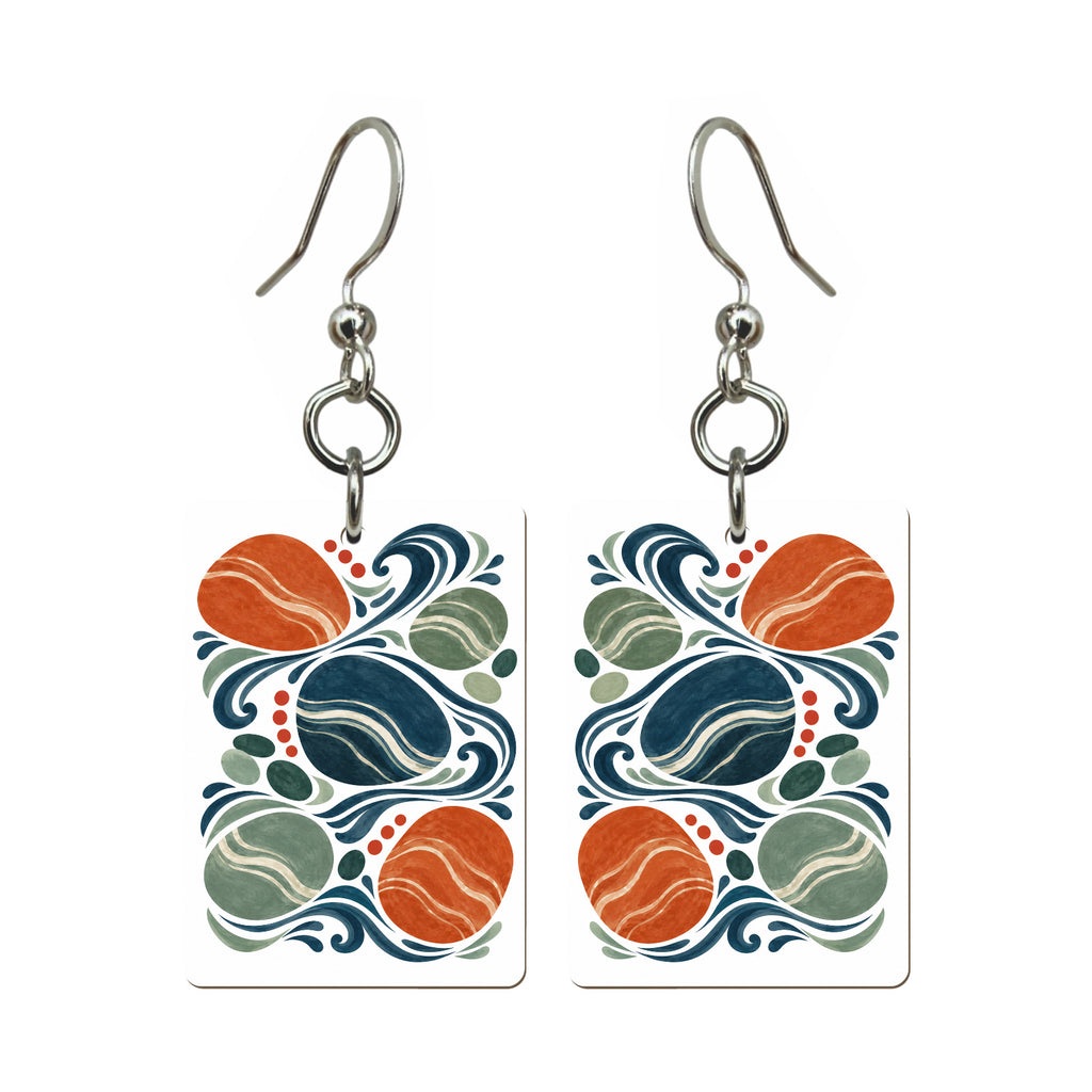 Wave Pebbles Mahjong earrings, pair mockup