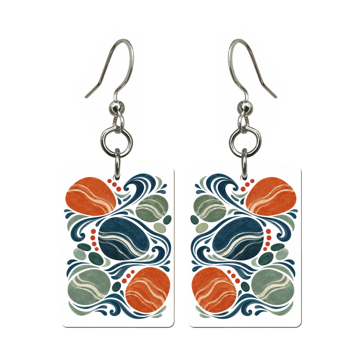 Wave Pebbles Mahjong earrings, pair mockup