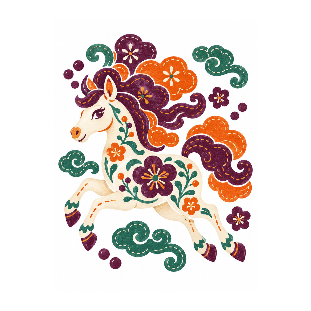 Cloud Blossom Horse Mahjong artwork