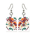 Cloud Blossom Horse Mahjong earrings, pair mockup