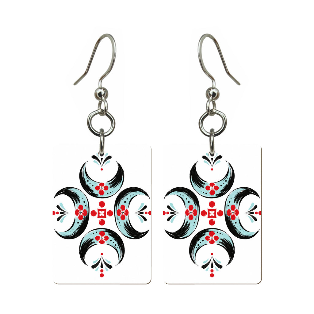 Moon Crossroads Mahjong earrings, pair mockup