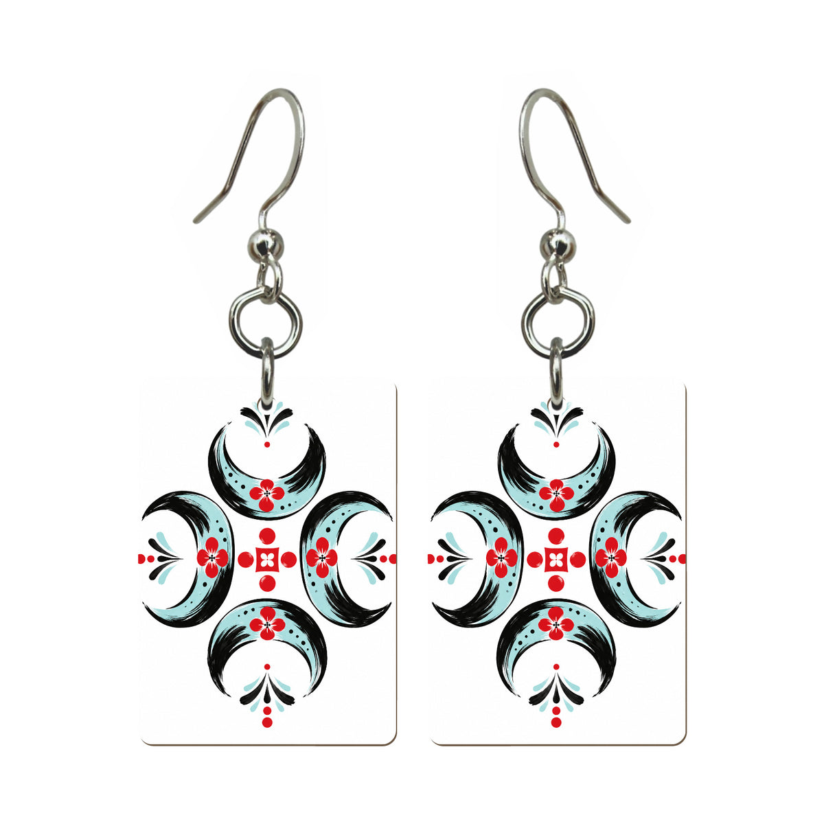 Moon Crossroads Mahjong earrings, pair mockup