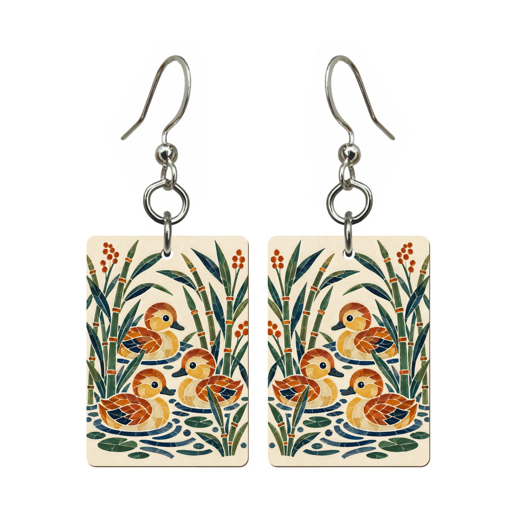 Duckling Reeds Mahjong earrings, pair mockup