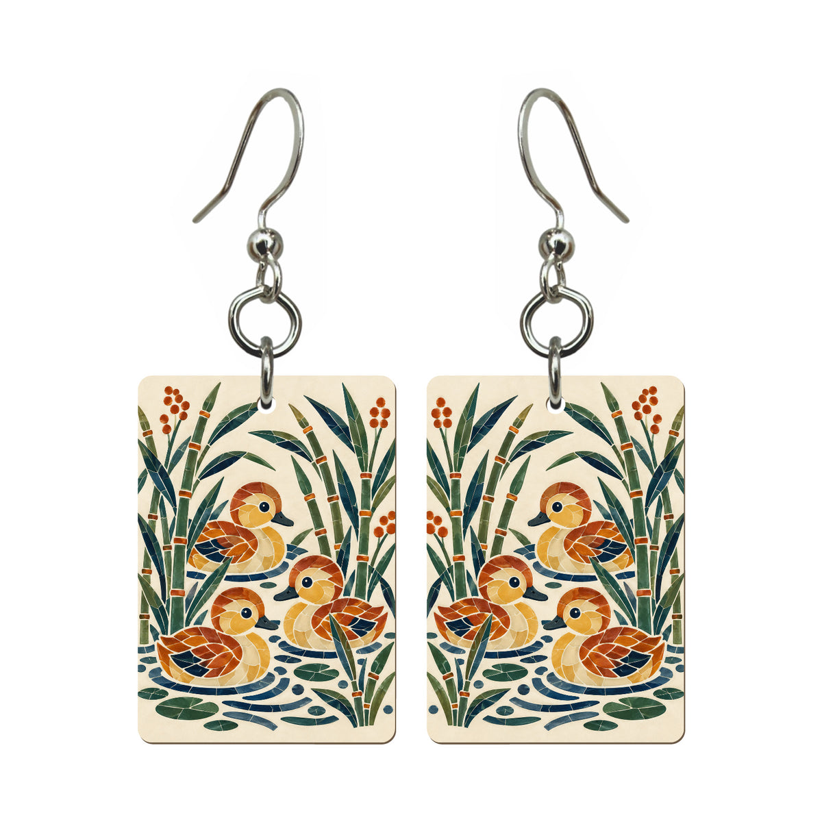 Duckling Reeds Mahjong earrings, pair mockup