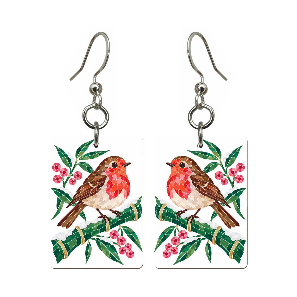 Robin Winter Mahjong earrings, pair mockup