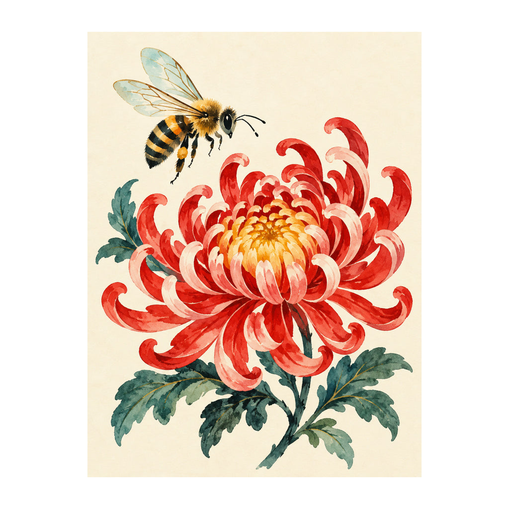 Bee Chrysanthemum Mahjong artwork