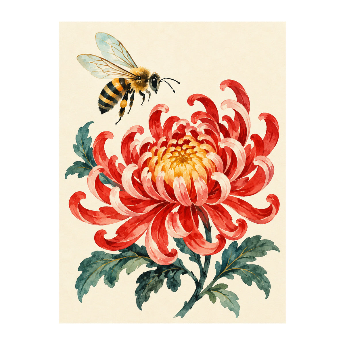 Bee Chrysanthemum Mahjong artwork