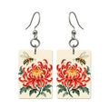 Bee Chrysanthemum Mahjong earrings, pair mockup