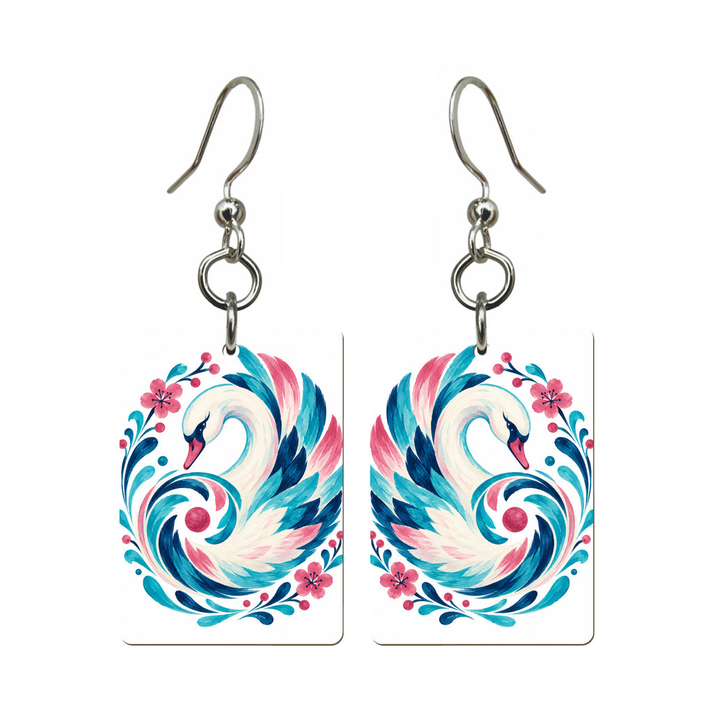 Swan Spiral Mahjong earrings, pair mockup