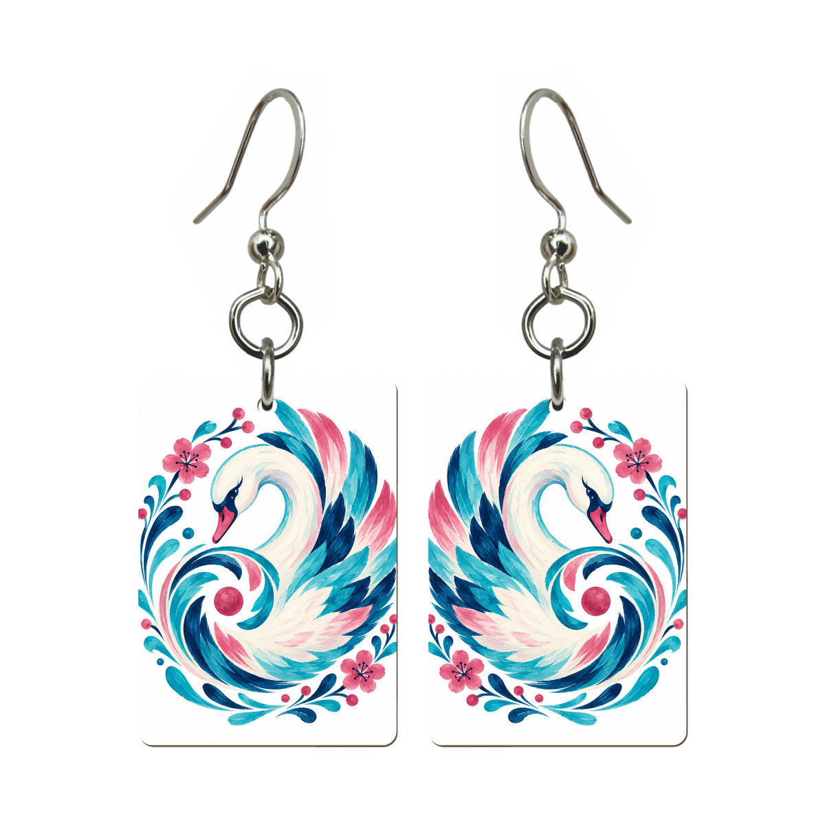 Swan Spiral Mahjong earrings, pair mockup