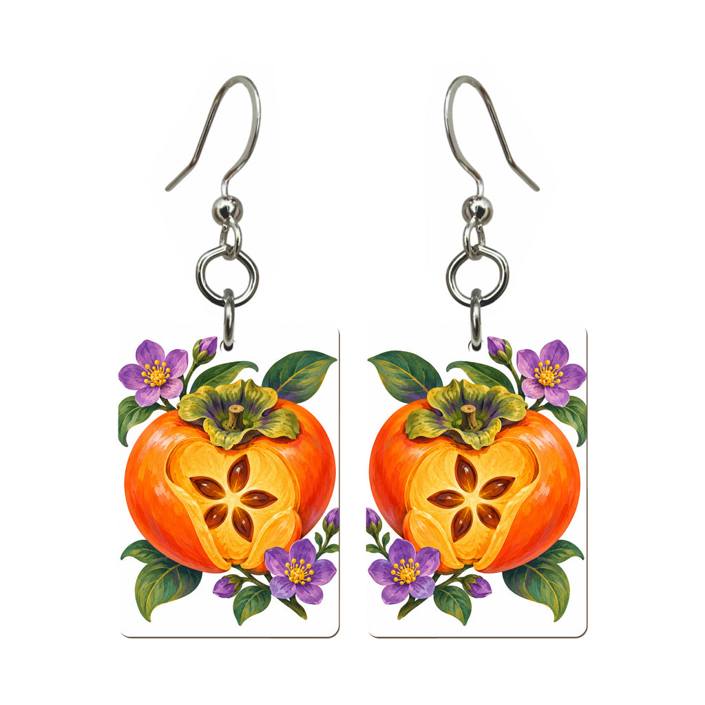 Lucky Persimmon Mahjong earrings, pair mockup