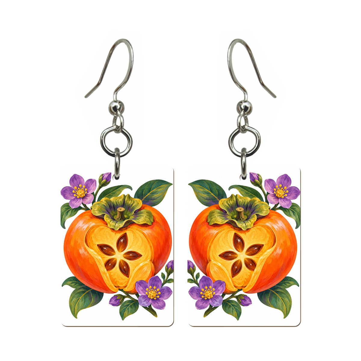 Lucky Persimmon Mahjong earrings, pair mockup