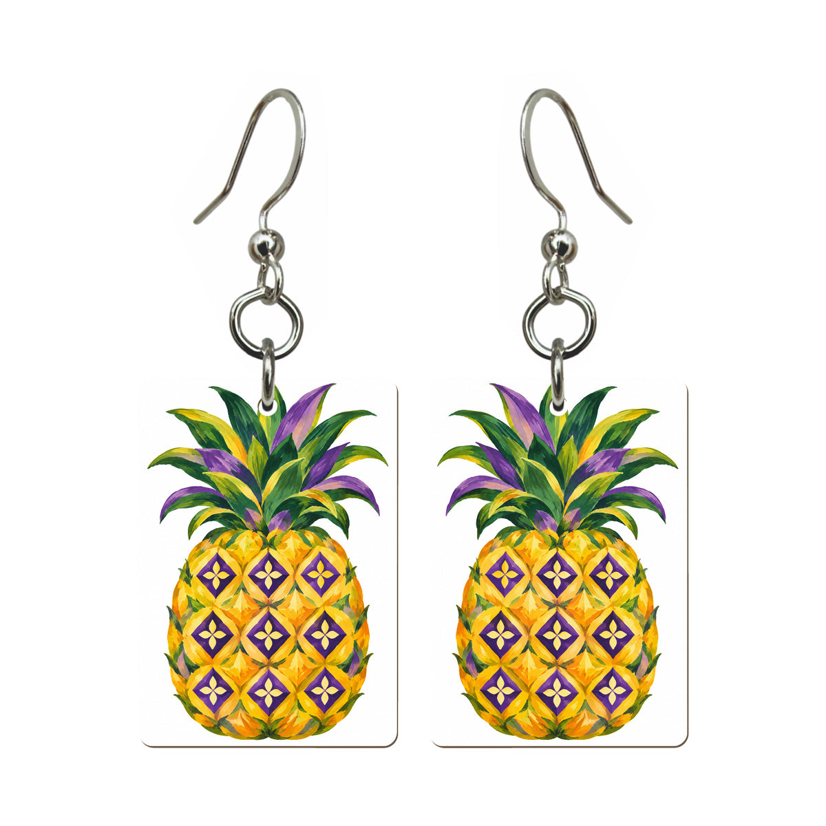 Pineapple Nine Mahjong earrings, pair mockup