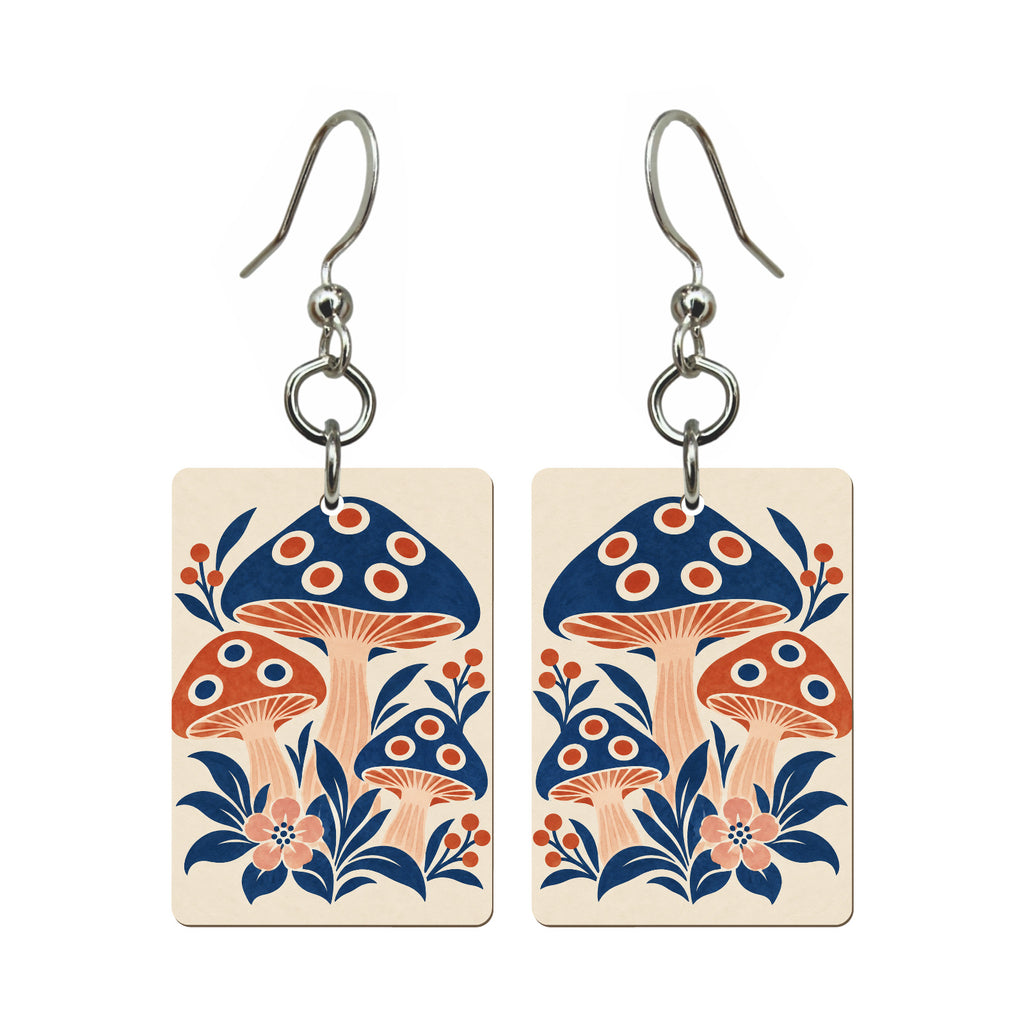 Mushroom Grove Mahjong earrings, pair mockup