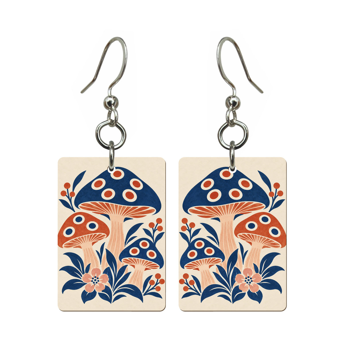 Mushroom Grove Mahjong earrings, pair mockup