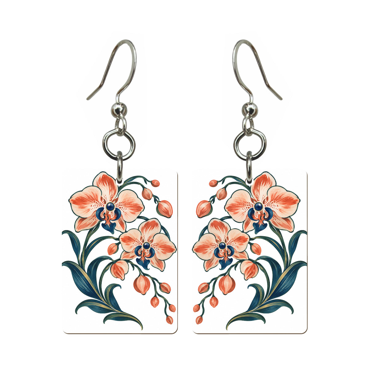 Orchid Cascade Mahjong earrings, pair mockup