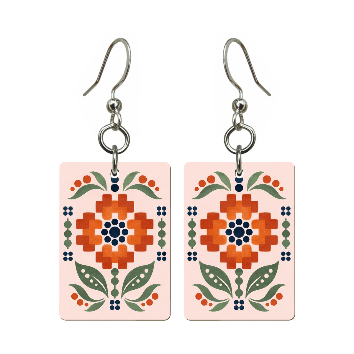Petal Pixels Mahjong earrings, pair mockup