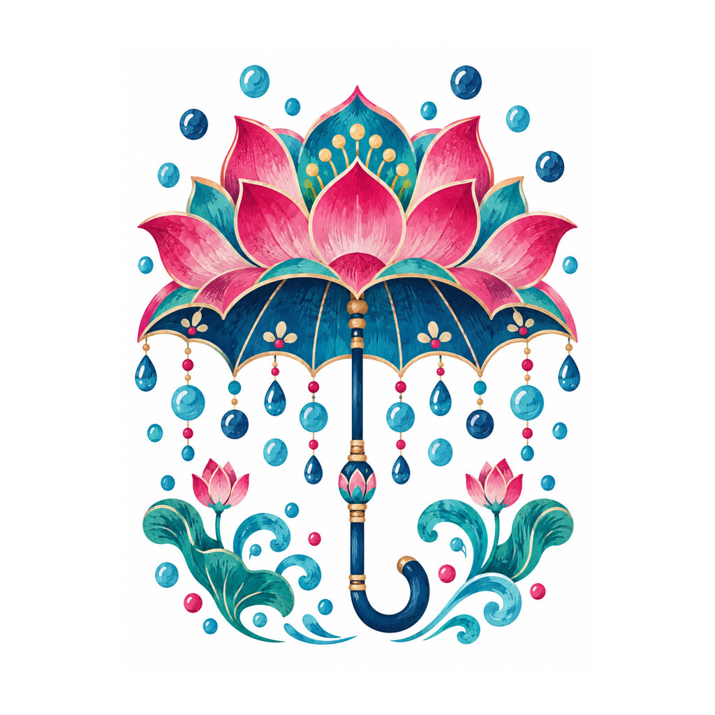 Lotus Umbrella Mahjong artwork