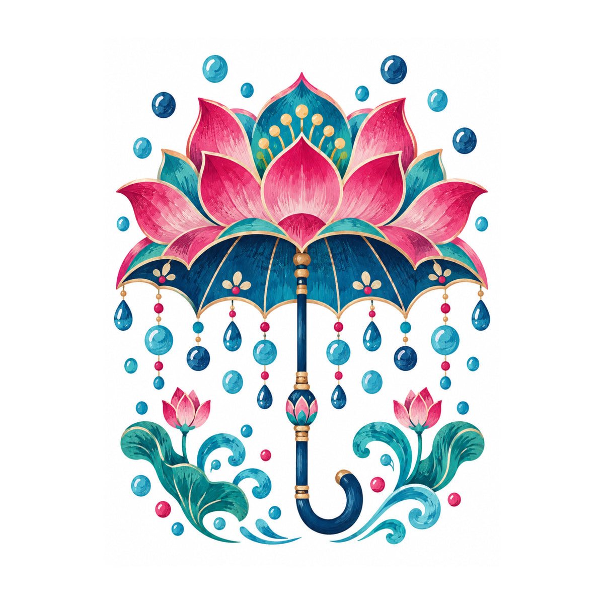 Lotus Umbrella Mahjong artwork