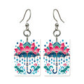 Lotus Umbrella Mahjong earrings, pair mockup