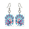 Phoenix Fan Mahjong earrings, pair mockup