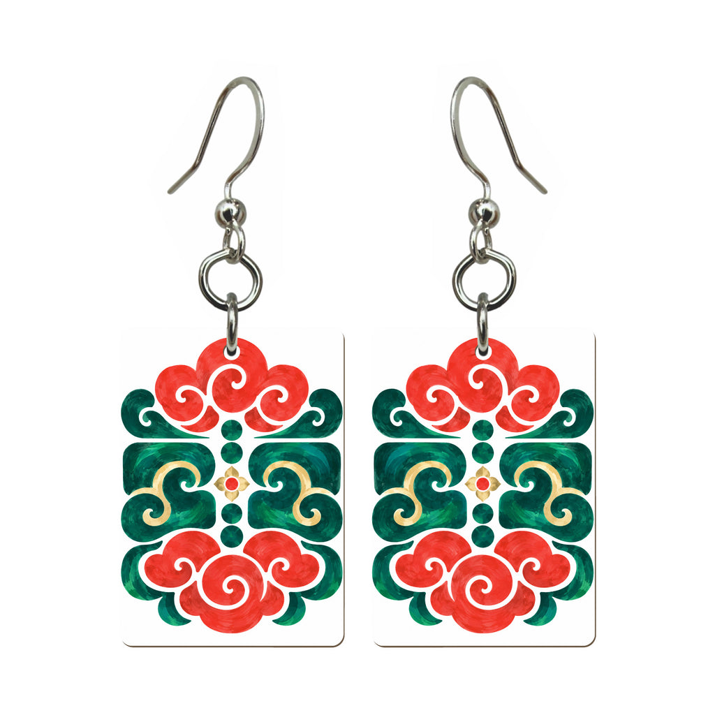 Cloud Tiles Mahjong earrings, pair mockup