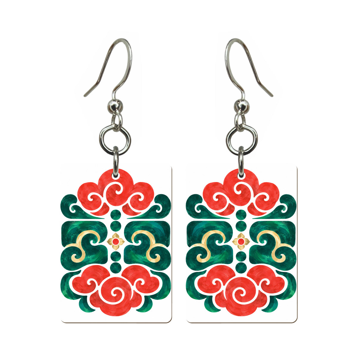 Cloud Tiles Mahjong earrings, pair mockup