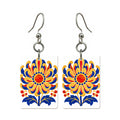 Chrysanthemum Sun Mahjong earrings, pair mockup