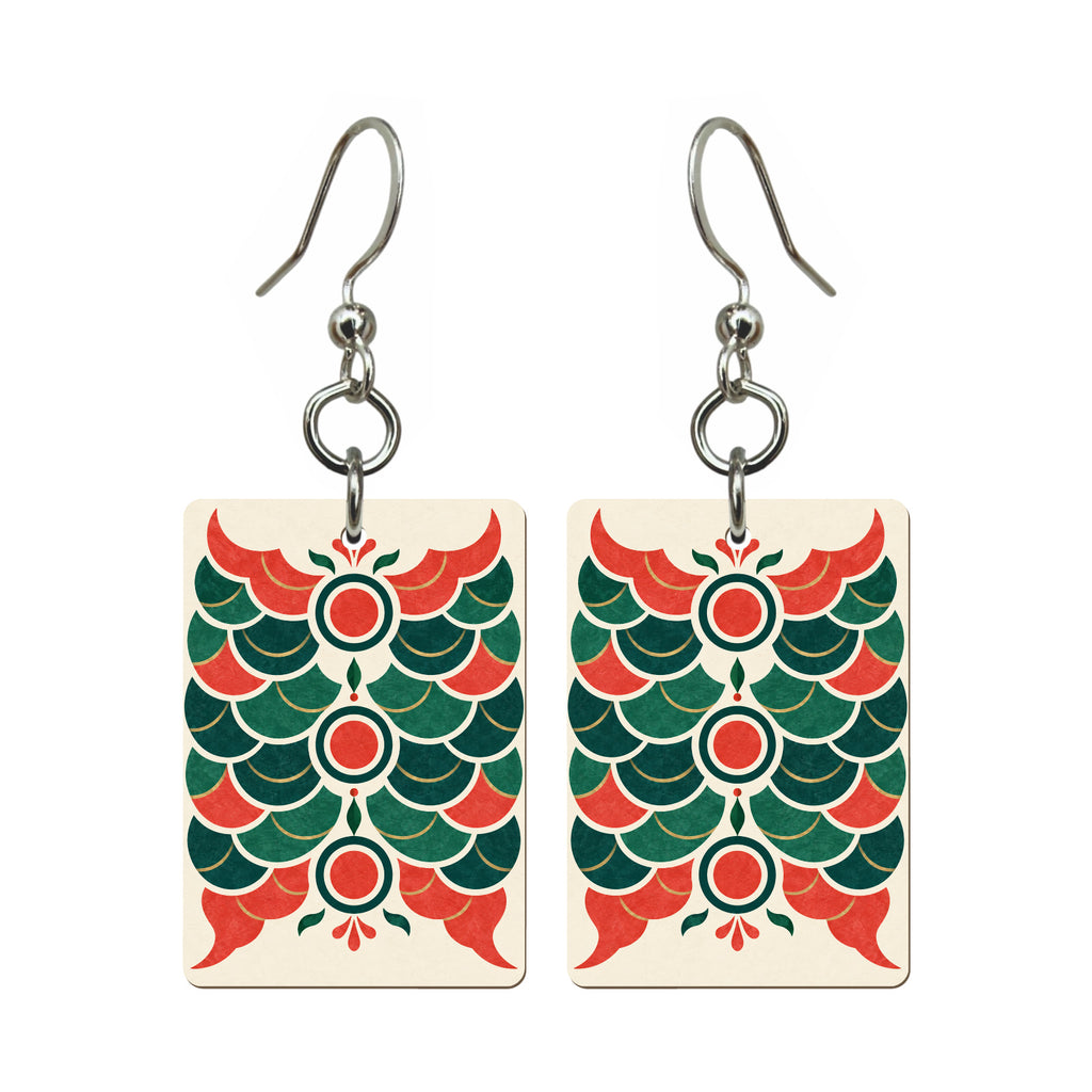 Dragon Scales Mahjong earrings, pair mockup