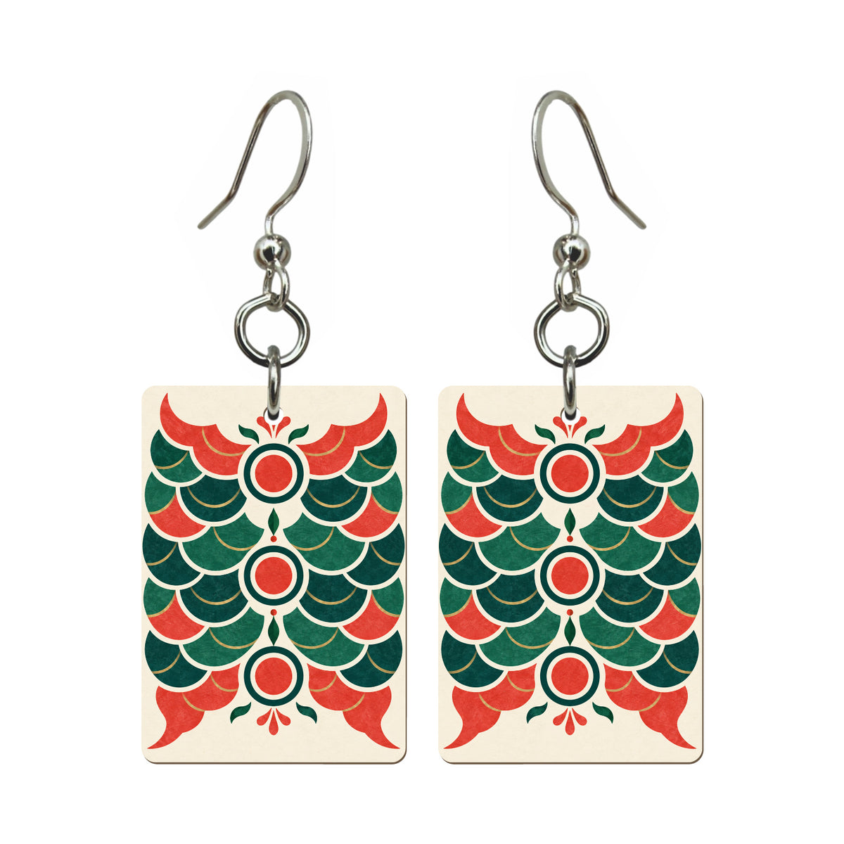 Dragon Scales Mahjong earrings, pair mockup