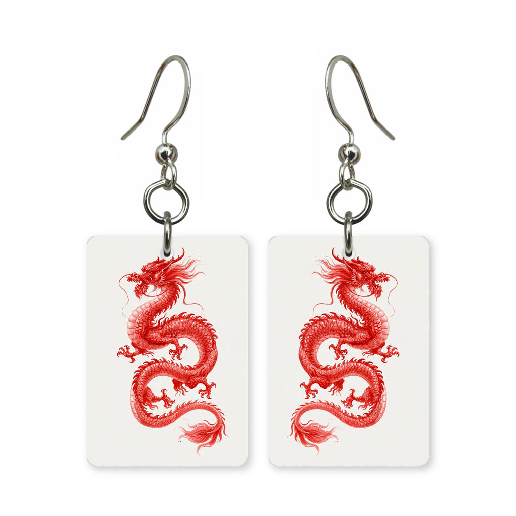 Red Dragon Mahjong Earrings | FWMJ27