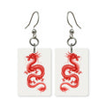 Red Dragon Mahjong Earrings | FWMJ27