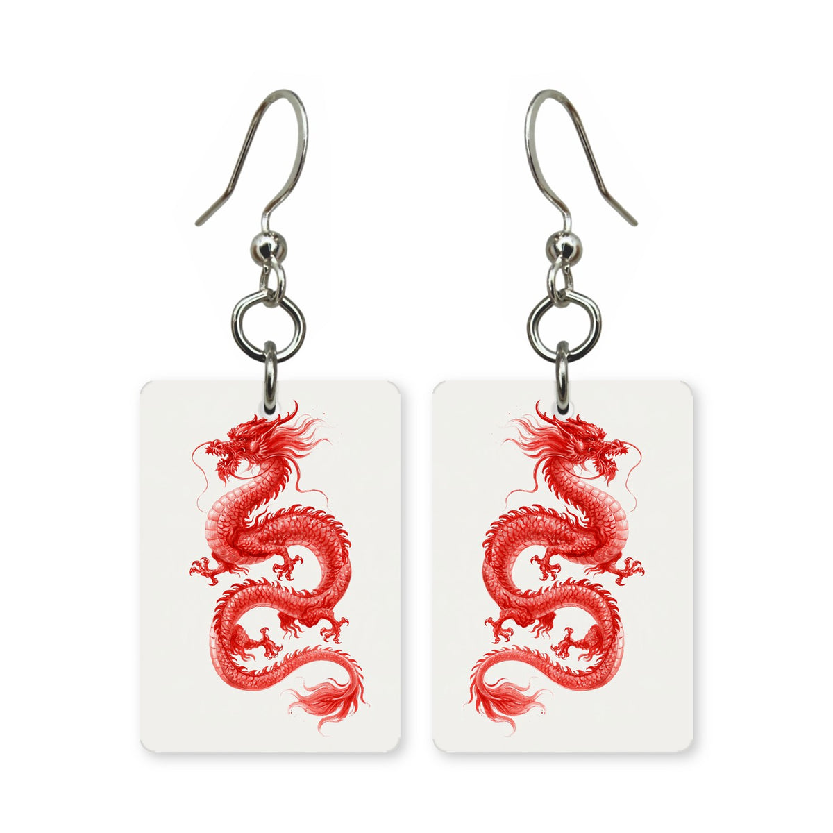 Red Dragon Mahjong Earrings | FWMJ27