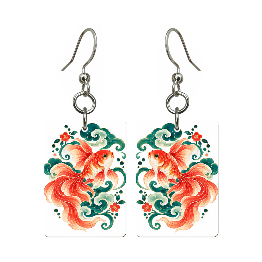 Goldfish Cloud Mahjong earrings, pair mockup