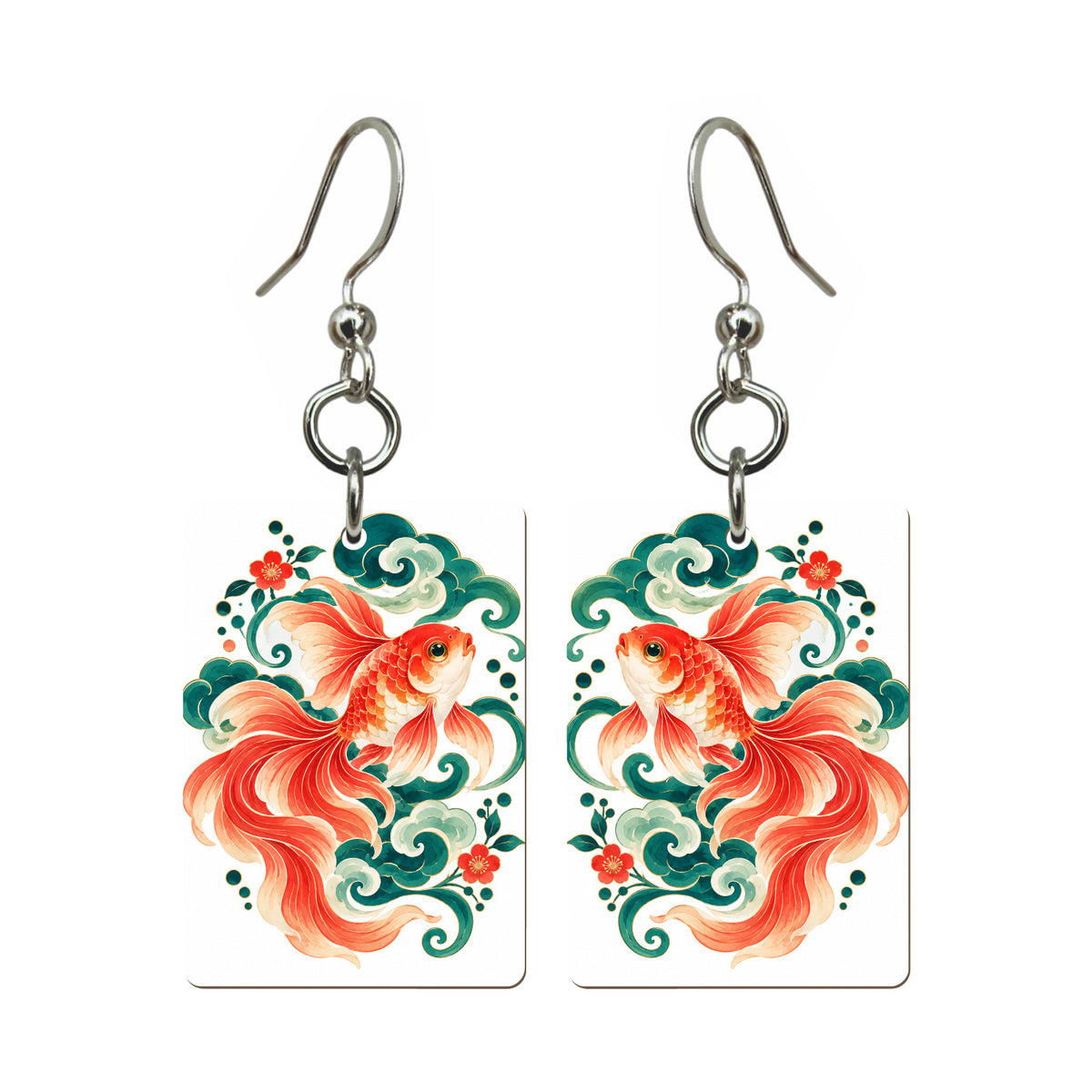Goldfish Cloud Mahjong earrings, pair mockup