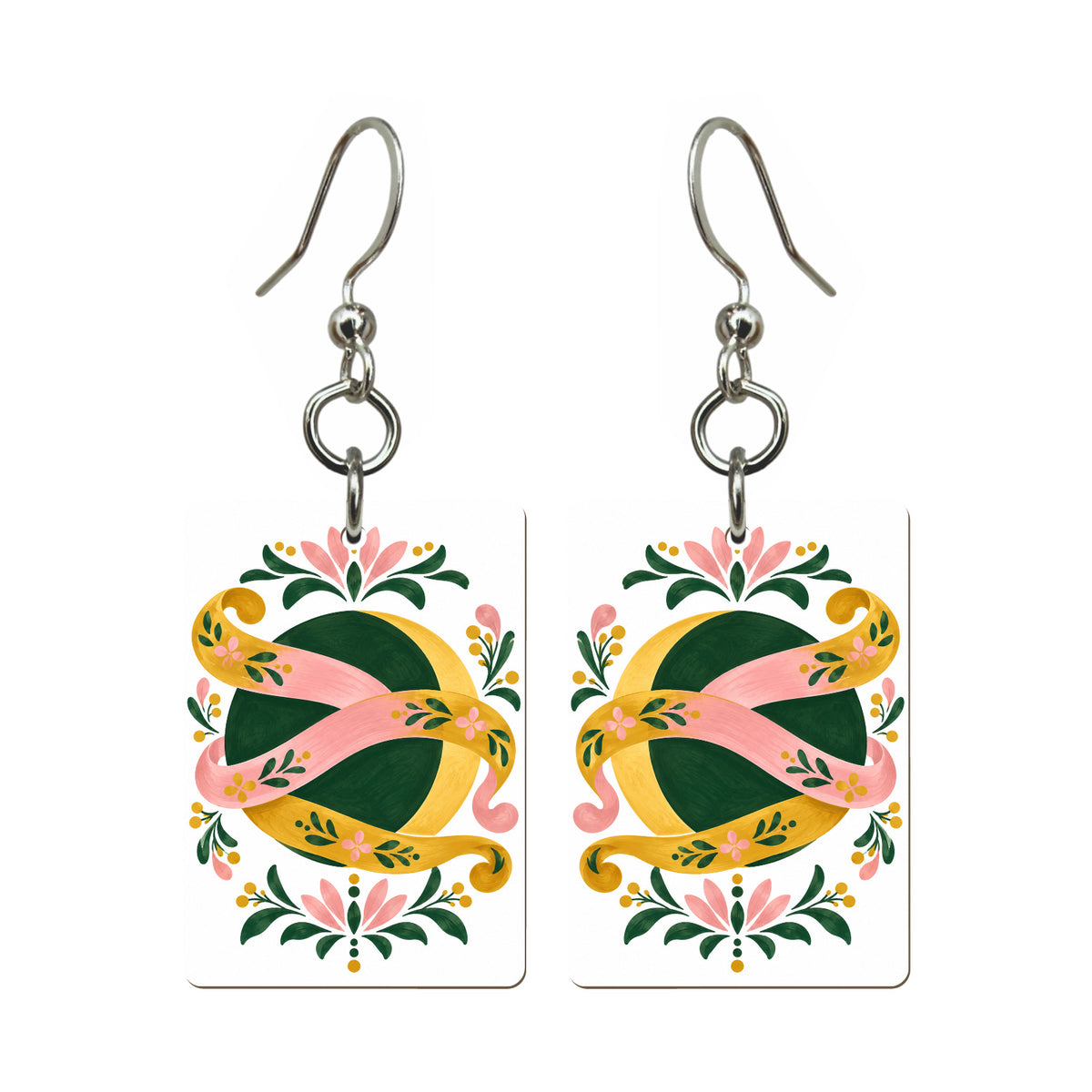 Ribbon Eclipse Mahjong earrings, pair mockup