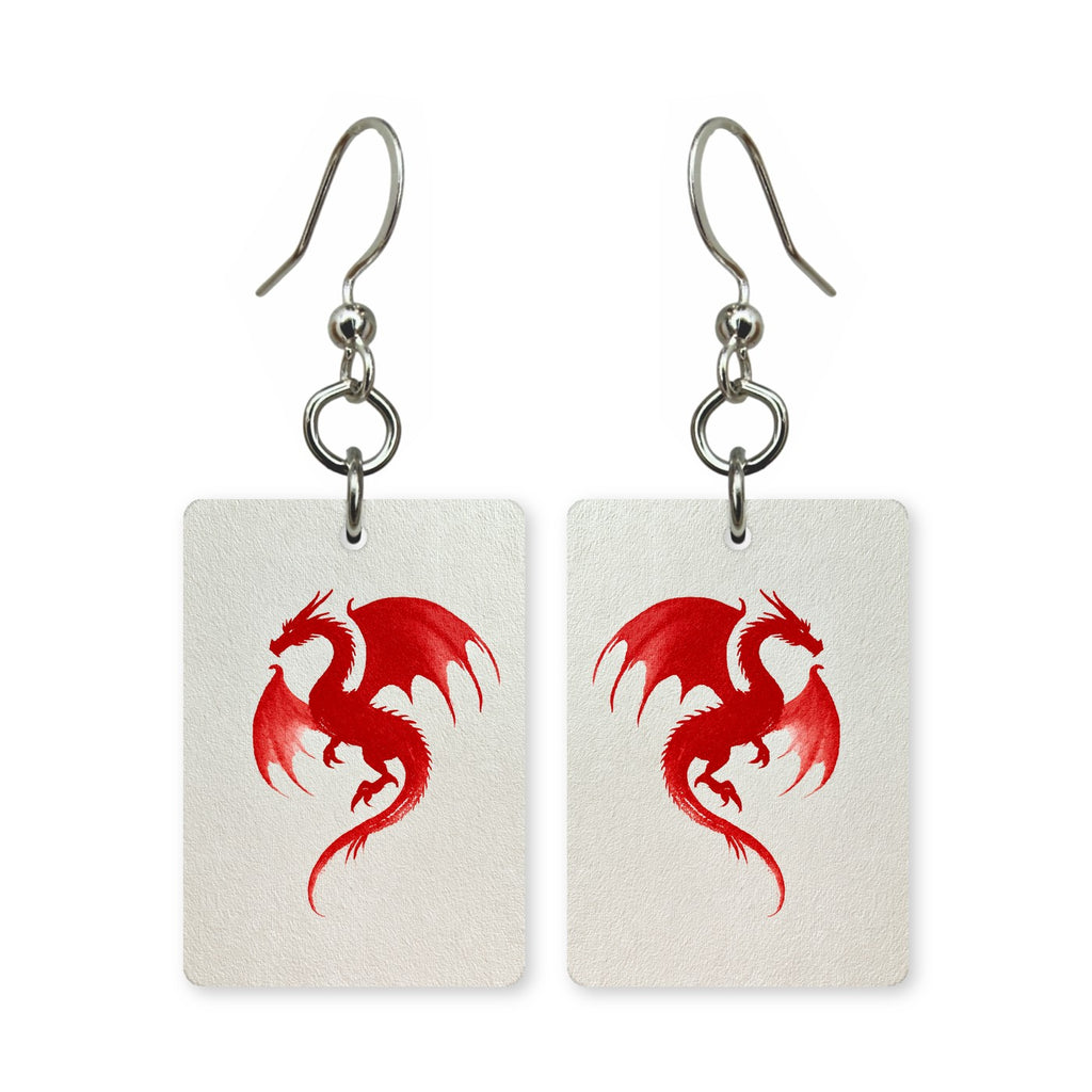 Red Dragon Flight Mahjong Earrings | FWMJ28