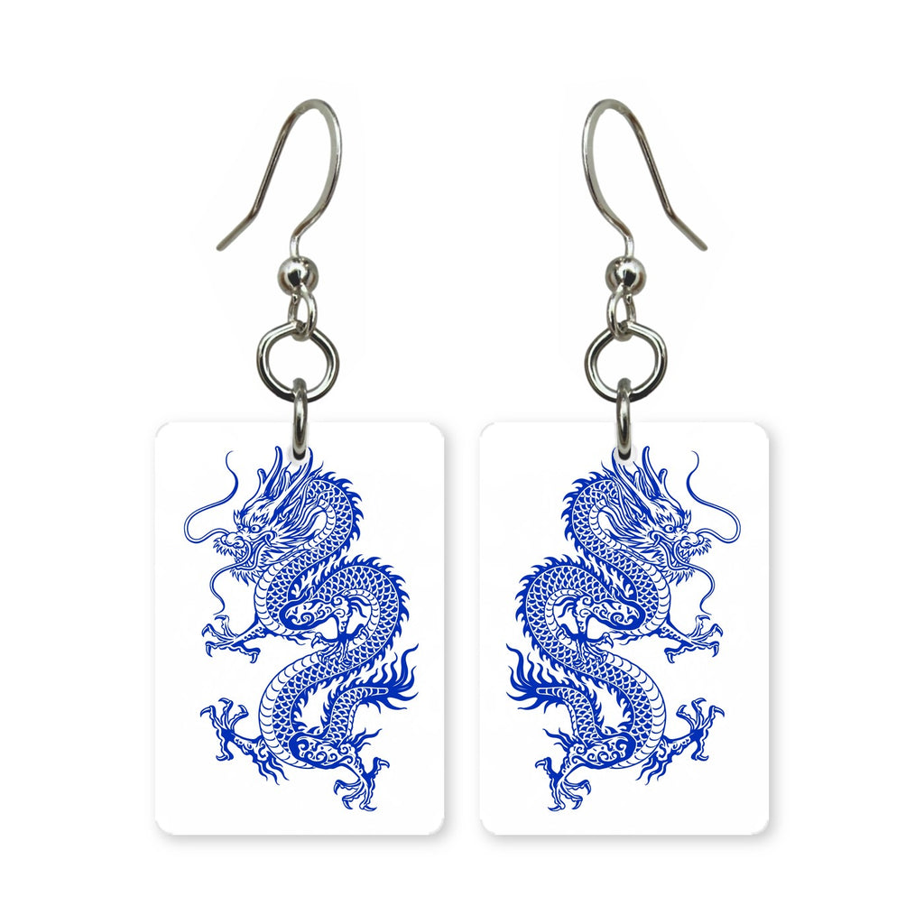 Blue Dragon Coil Mahjong Earrings | FWMJ29