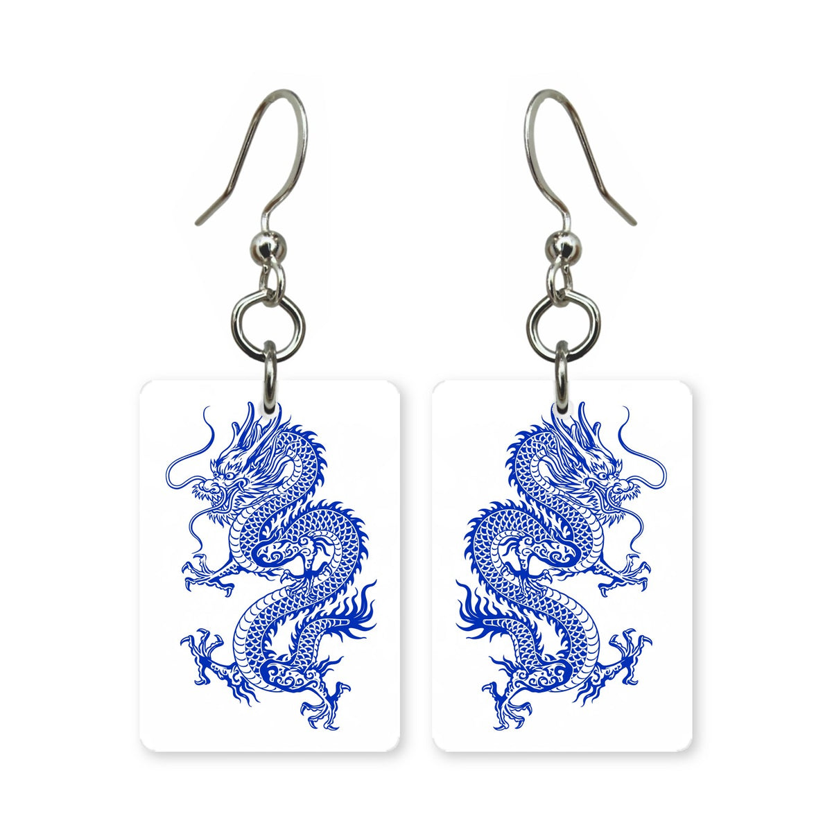 Blue Dragon Coil Mahjong Earrings | FWMJ29