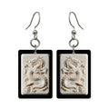 White Dragon Tile Mahjong Earrings | FWMJ31