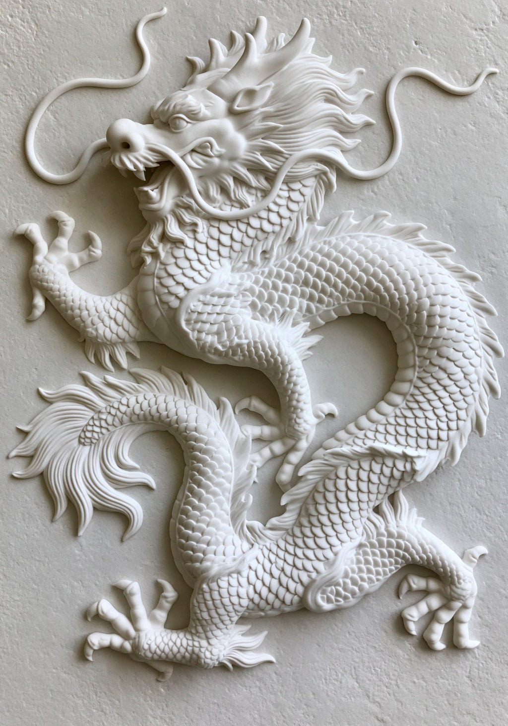 White Dragon Relief Mahjong Earrings | FWMJ32