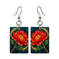 Peony in Oil — 3:4 Mahjong earring pair